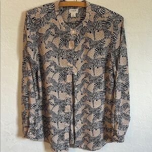 J. Crew Zebra Pattern Shirt - Black and Cream